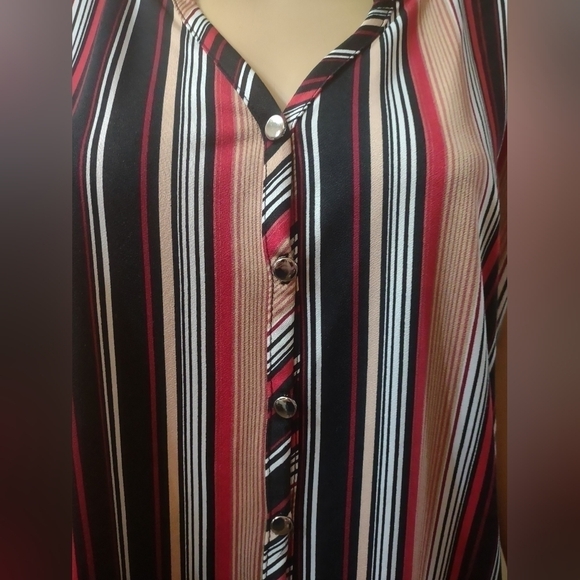 Perseption concept women's size large blouse shirt top striped button up - Picture 3 of 8